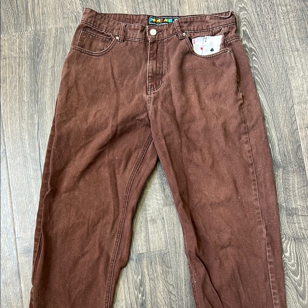 Brown Corduroy Pants with Straight Leg Cut